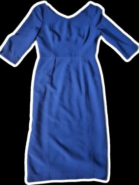 Black Halo Jackie O Asymmetric Sheath Dress Cobalt Royal Blue Size 4
